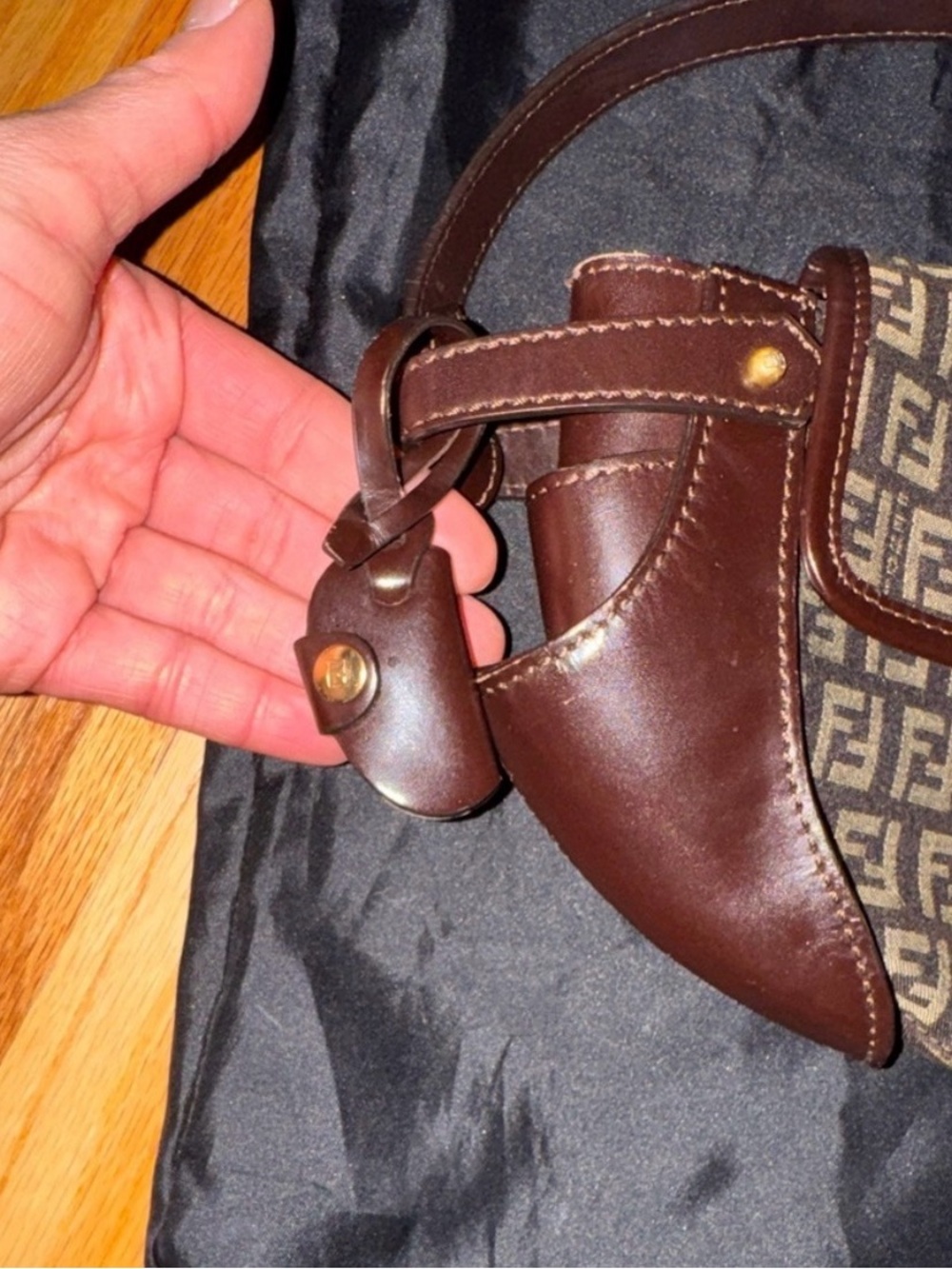Fendi Monogram Canvas Shoulder Bag with Gold Hardware - Picture 7 of 8